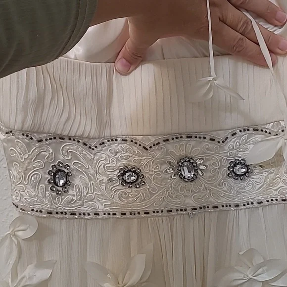 Sue Wong Nocturne Silk Dress Elegant Cream Floral Dress Wedding Party Size 10 - Picture 9 of 15